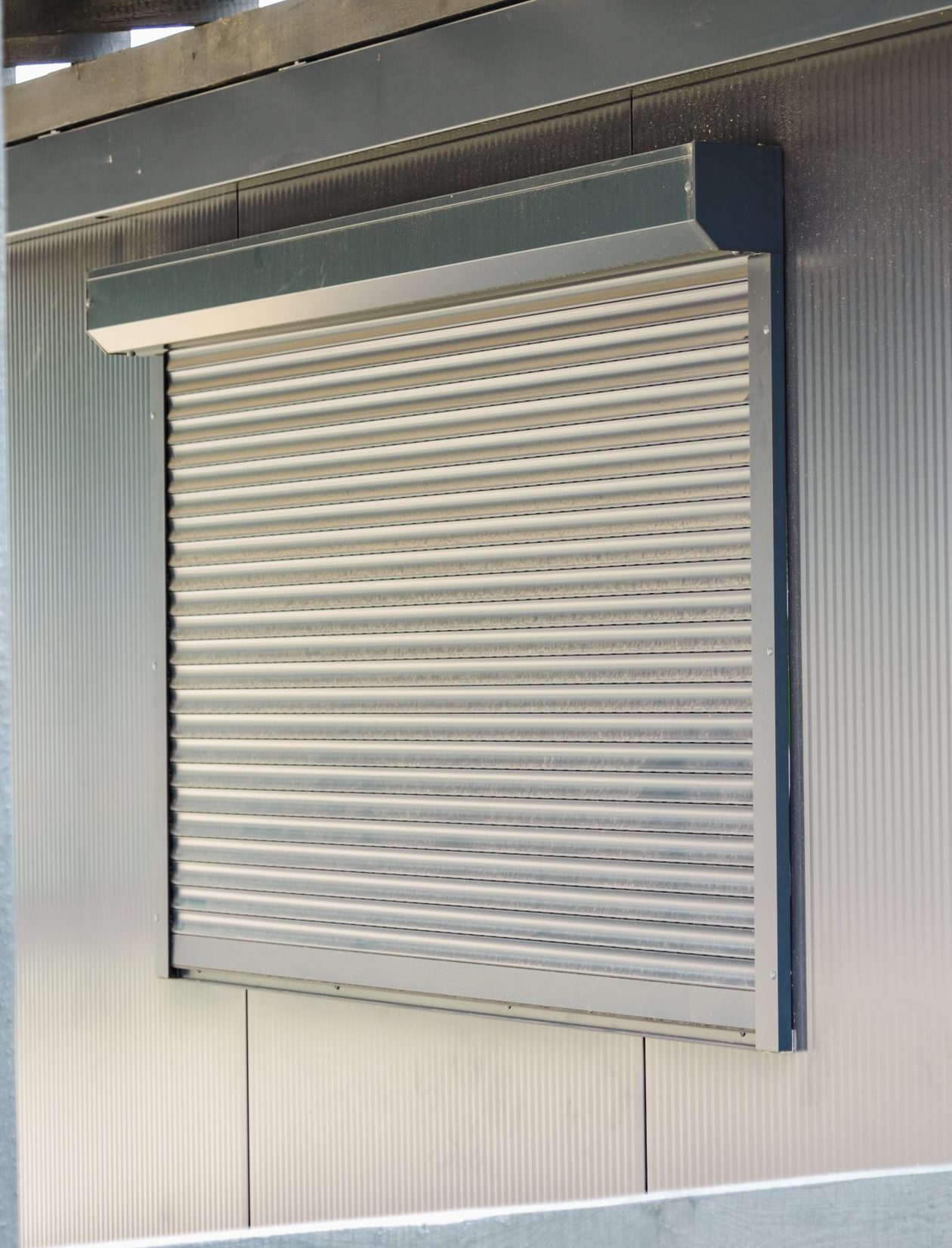 Small Business Building is closed.Concept of bankruptcy.The window blinds are closed.Closeup.